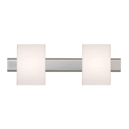 Besa Lighting Tito Vanity, Opal Matte, Satin Nickel Finish, 2x60W Halogen 2SW-TITO07-SN